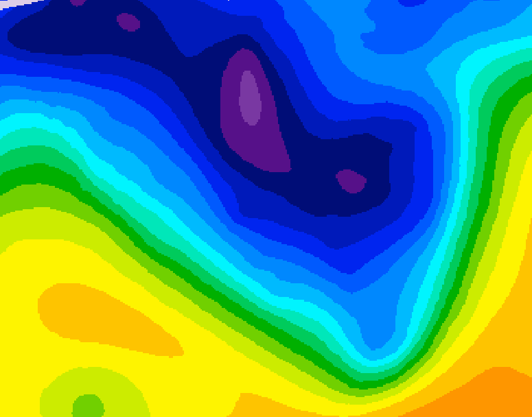 GDPS 500 millibar geopotential height 222 hour forecast chart for Canada based on 2026/01/02 1200Z data
