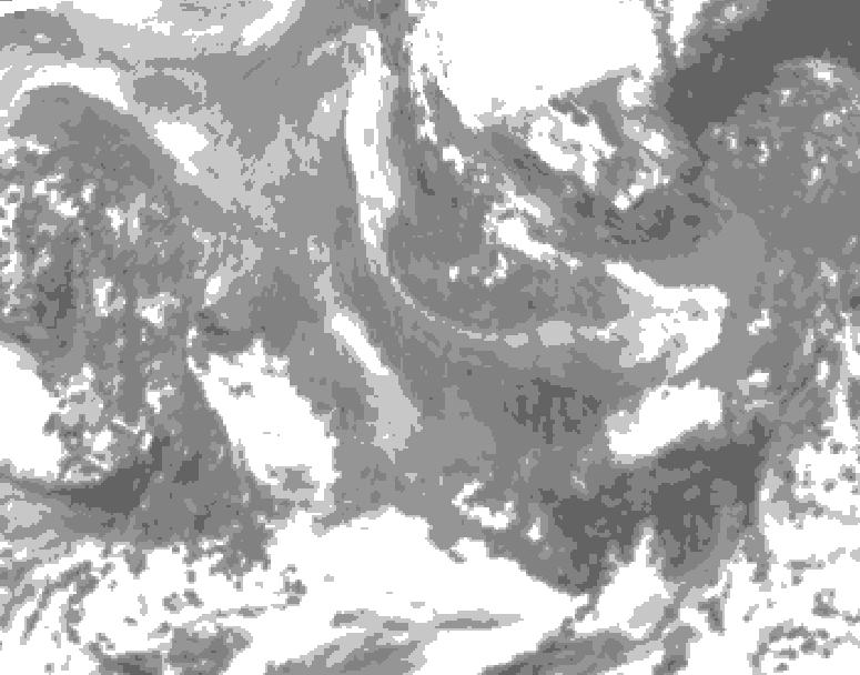 GDPS total cloud 120 hour forecast chart for Canada based on 2026/01/02 0000Z data