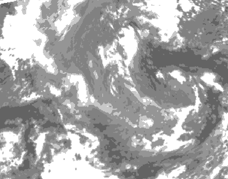 GDPS total cloud 018 hour forecast chart for Canada based on 2026/01/02 1200Z data