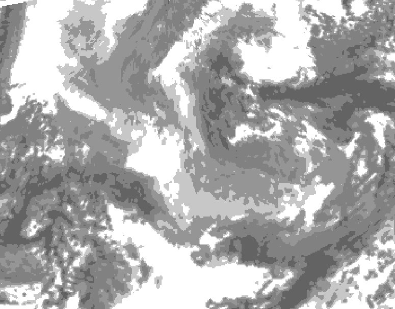 GDPS total cloud 036 hour forecast chart for Canada based on 2026/01/02 1200Z data