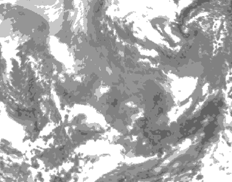 GDPS total cloud 120 hour forecast chart for Canada based on 2026/01/02 1200Z data