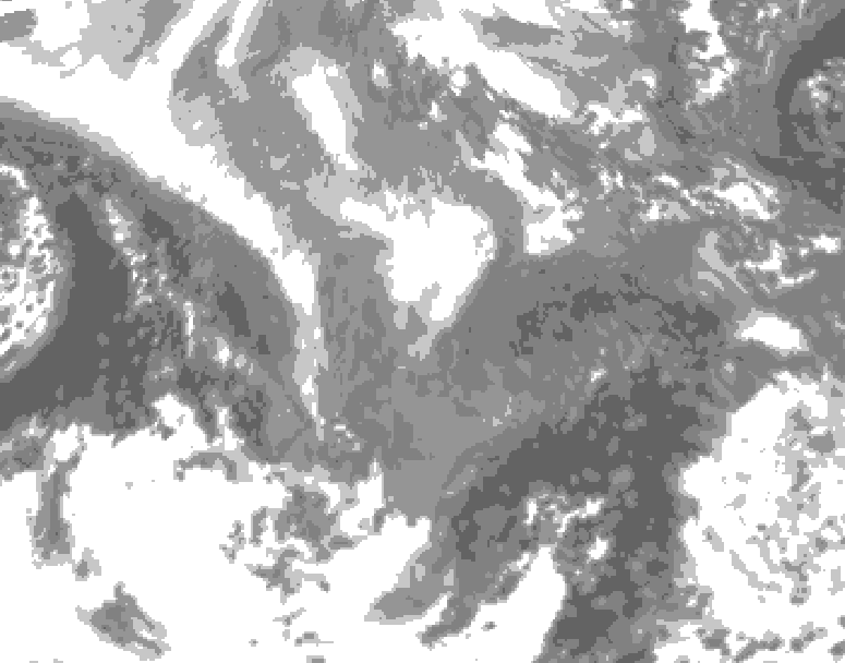 GDPS total cloud 180 hour forecast chart for Canada based on 2026/01/02 1200Z data