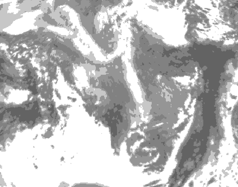 GDPS total cloud 216 hour forecast chart for Canada based on 2026/01/02 1200Z data
