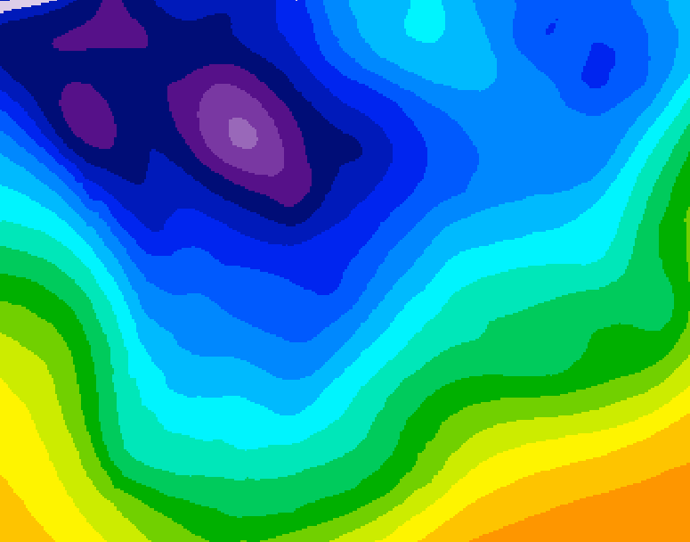 GDPS 500 millibar geopotential height 132 hour forecast chart for Canada based on 2026/01/03 0000Z data
