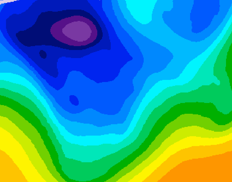 GDPS 500 millibar geopotential height 132 hour forecast chart for Canada based on 2026/01/03 1200Z data