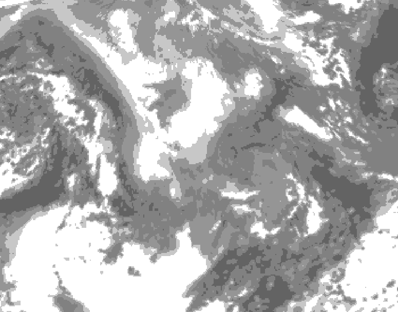 GDPS total cloud 180 hour forecast chart for Canada based on 2026/01/03 0000Z data