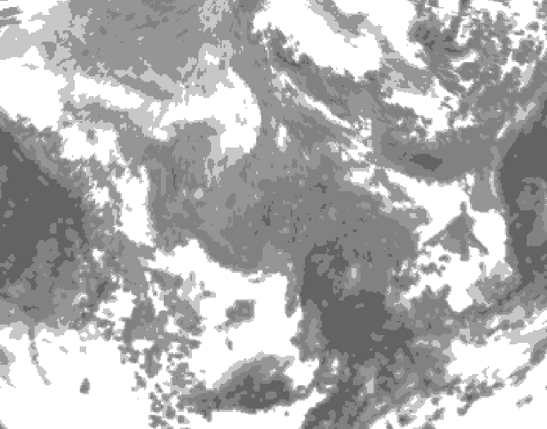 GDPS total cloud 132 hour forecast chart for Canada based on 2026/01/03 1200Z data
