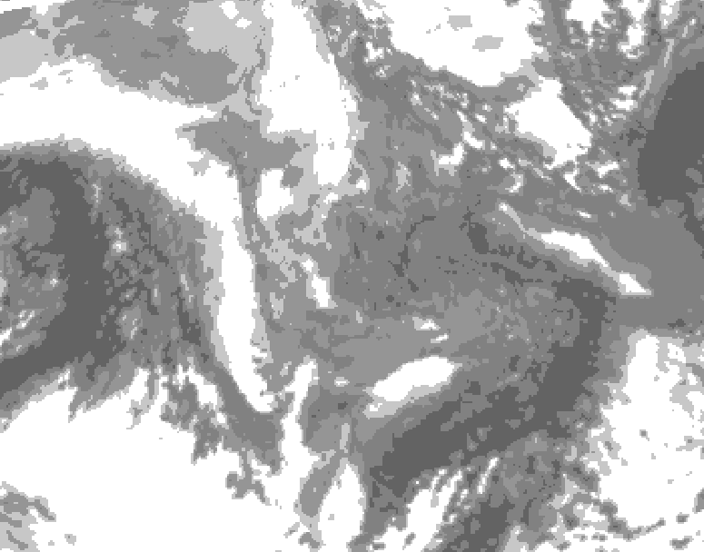 GDPS total cloud 156 hour forecast chart for Canada based on 2026/01/03 1200Z data