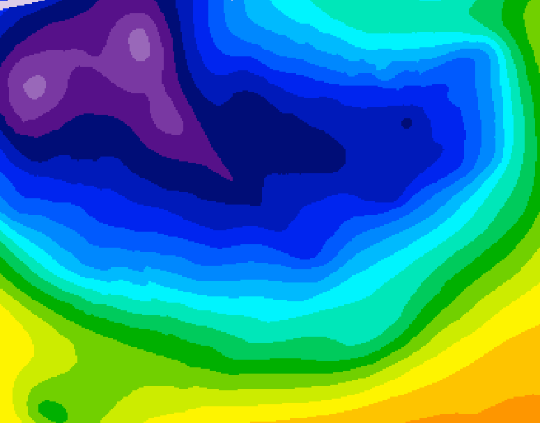 GDPS 500 millibar geopotential height 072 hour forecast chart for Canada based on 2026/01/04 0000Z data