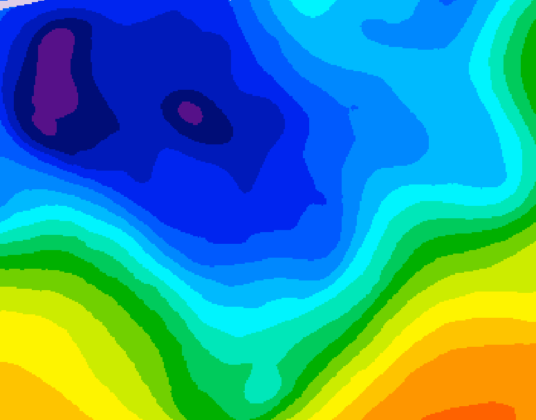 GDPS 500 millibar geopotential height 132 hour forecast chart for Canada based on 2026/01/04 0000Z data
