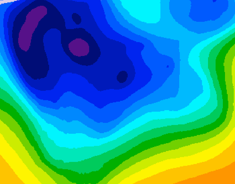 GDPS 500 millibar geopotential height 096 hour forecast chart for Canada based on 2026/01/04 1200Z data