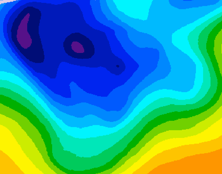 GDPS 500 millibar geopotential height 108 hour forecast chart for Canada based on 2026/01/04 1200Z data