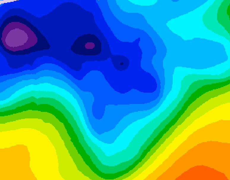 GDPS 500 millibar geopotential height 132 hour forecast chart for Canada based on 2026/01/04 1200Z data