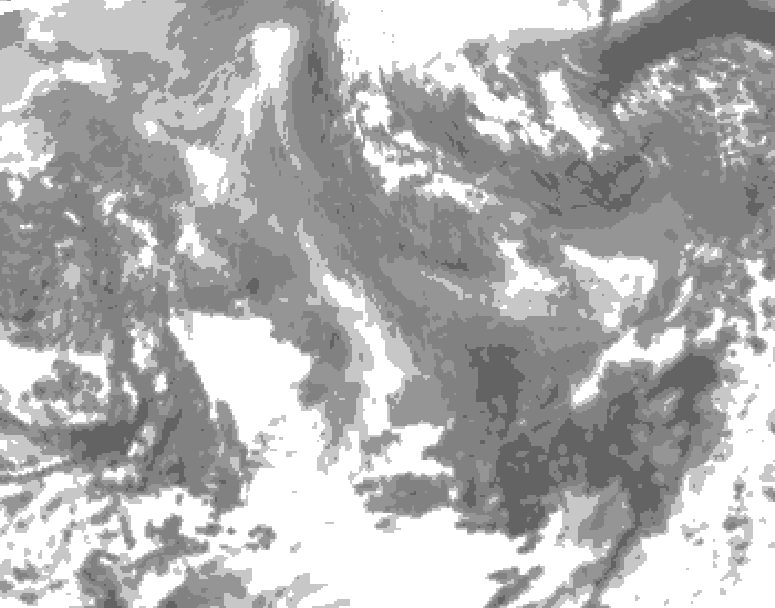 GDPS total cloud 072 hour forecast chart for Canada based on 2026/01/04 0000Z data