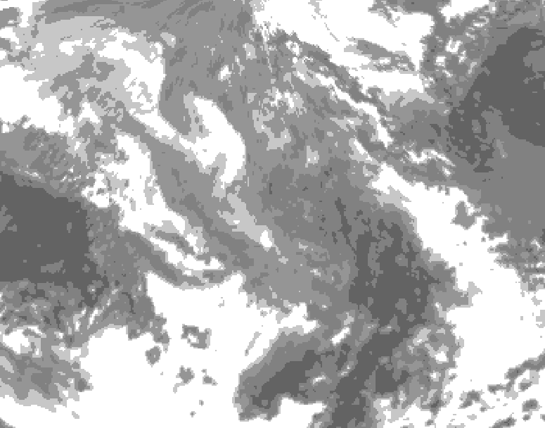 GDPS total cloud 132 hour forecast chart for Canada based on 2026/01/04 0000Z data