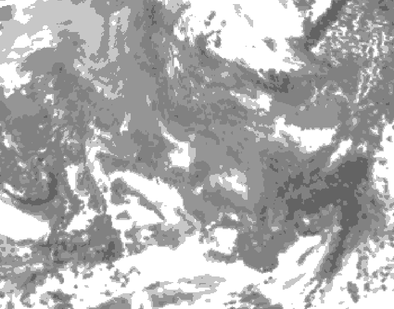 GDPS total cloud 072 hour forecast chart for Canada based on 2026/01/04 1200Z data