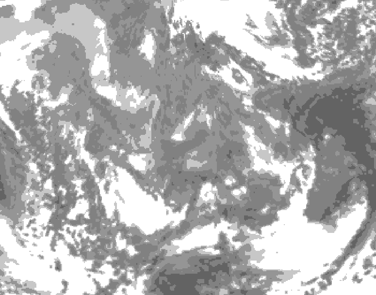 GDPS total cloud 096 hour forecast chart for Canada based on 2026/01/04 1200Z data