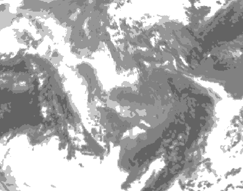GDPS total cloud 132 hour forecast chart for Canada based on 2026/01/04 1200Z data