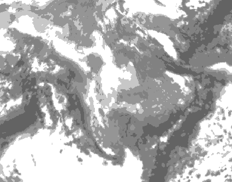 GDPS total cloud 144 hour forecast chart for Canada based on 2026/01/04 1200Z data