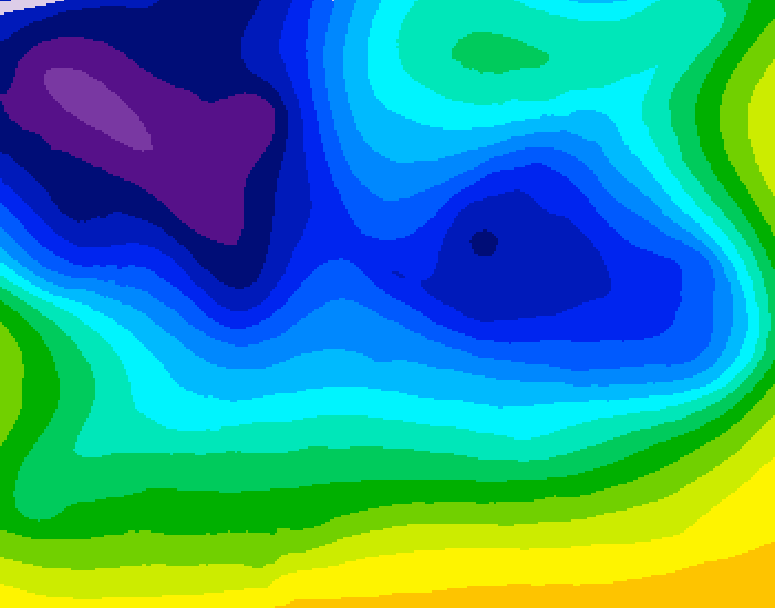 GDPS 500 millibar geopotential height 018 hour forecast chart for Canada based on 2026/01/05 0000Z data