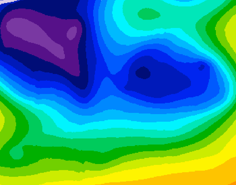 GDPS 500 millibar geopotential height 024 hour forecast chart for Canada based on 2026/01/05 0000Z data