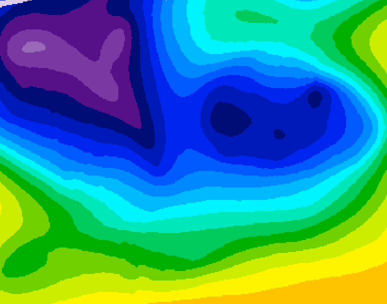 GDPS 500 millibar geopotential height 030 hour forecast chart for Canada based on 2026/01/05 0000Z data