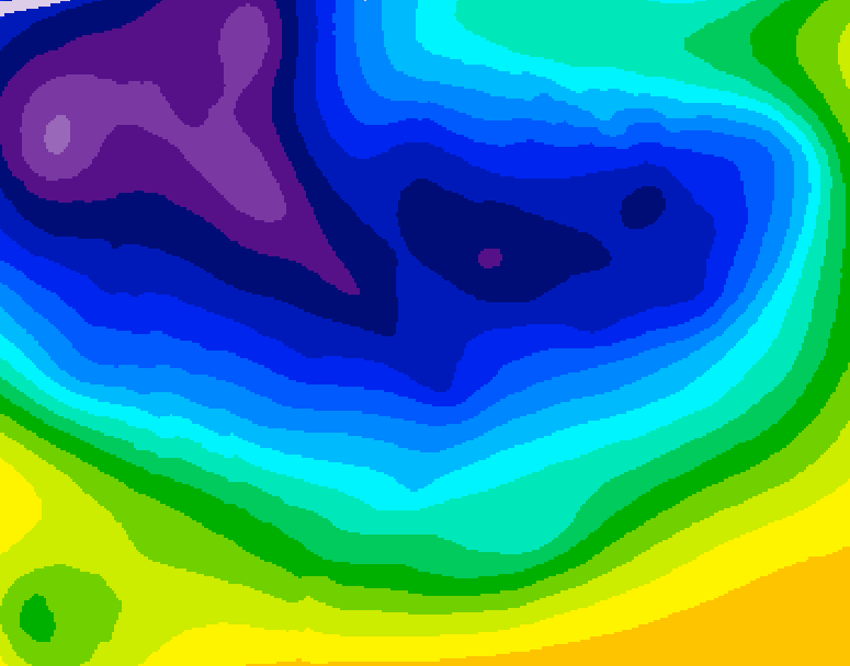 GDPS 500 millibar geopotential height 042 hour forecast chart for Canada based on 2026/01/05 0000Z data