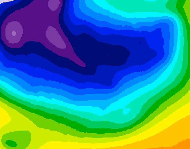 GDPS 500 millibar geopotential height 048 hour forecast chart for Canada based on 2026/01/05 0000Z data