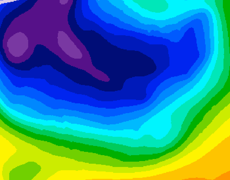 GDPS 500 millibar geopotential height 054 hour forecast chart for Canada based on 2026/01/05 0000Z data
