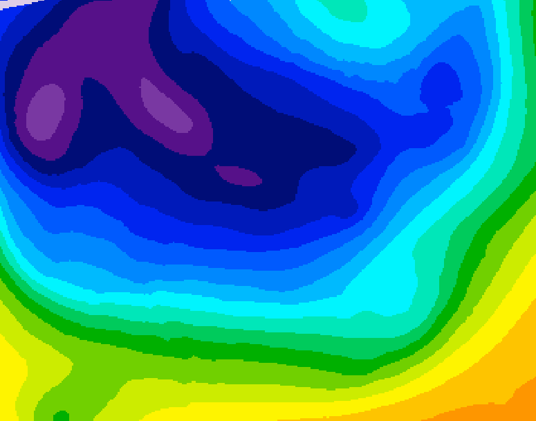 GDPS 500 millibar geopotential height 060 hour forecast chart for Canada based on 2026/01/05 0000Z data