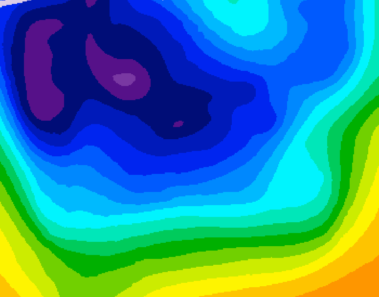 GDPS 500 millibar geopotential height 072 hour forecast chart for Canada based on 2026/01/05 0000Z data