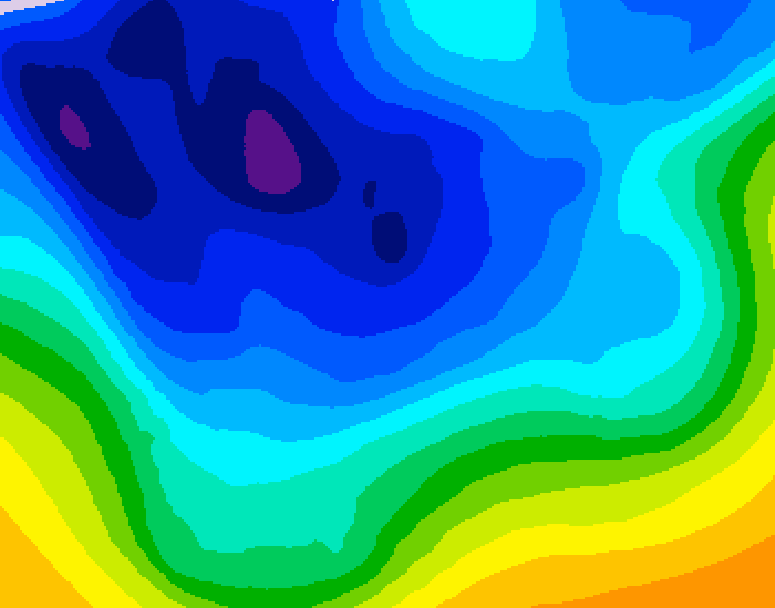 GDPS 500 millibar geopotential height 090 hour forecast chart for Canada based on 2026/01/05 0000Z data
