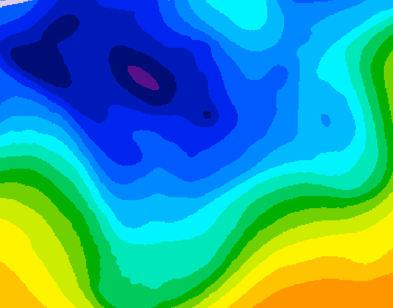 GDPS 500 millibar geopotential height 102 hour forecast chart for Canada based on 2026/01/05 0000Z data