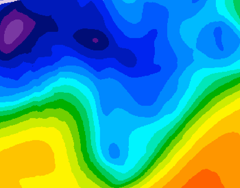 GDPS 500 millibar geopotential height 132 hour forecast chart for Canada based on 2026/01/05 0000Z data