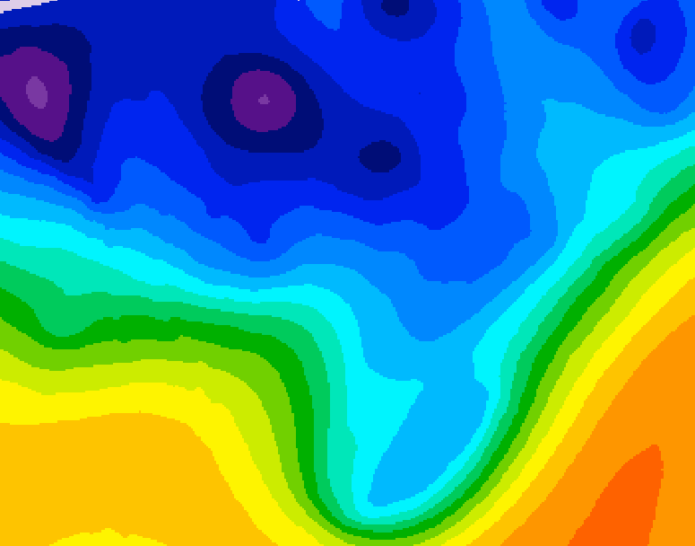 GDPS 500 millibar geopotential height 150 hour forecast chart for Canada based on 2026/01/05 0000Z data