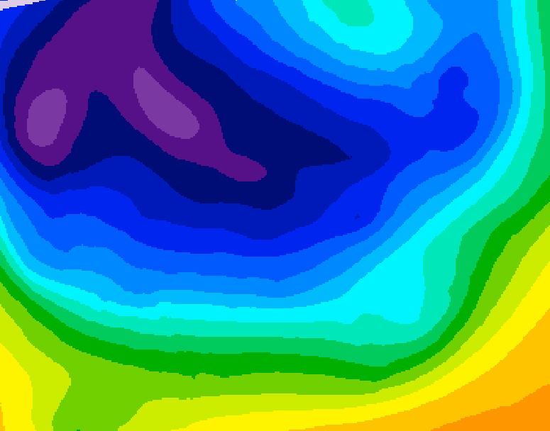 GDPS 500 millibar geopotential height 048 hour forecast chart for Canada based on 2026/01/05 1200Z data