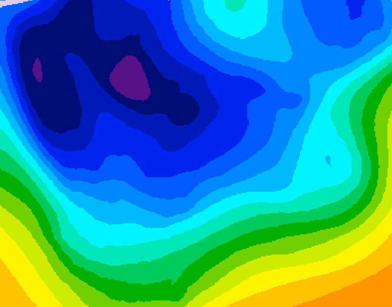 GDPS 500 millibar geopotential height 072 hour forecast chart for Canada based on 2026/01/05 1200Z data