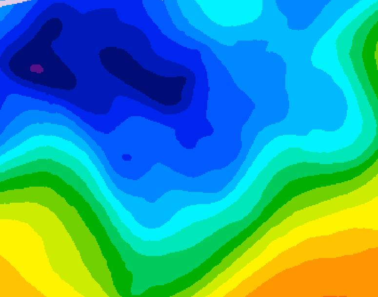 GDPS 500 millibar geopotential height 096 hour forecast chart for Canada based on 2026/01/05 1200Z data