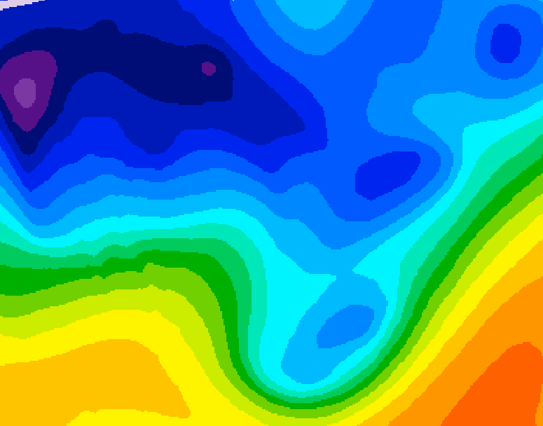 GDPS 500 millibar geopotential height 132 hour forecast chart for Canada based on 2026/01/05 1200Z data