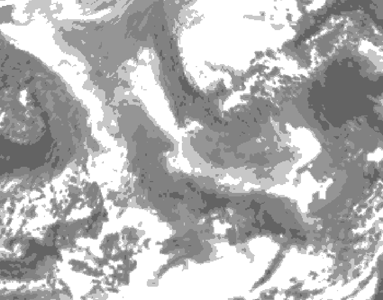 GDPS total cloud 018 hour forecast chart for Canada based on 2026/01/05 0000Z data