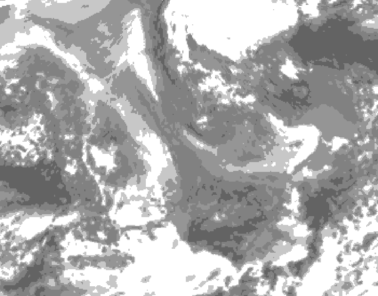 GDPS total cloud 036 hour forecast chart for Canada based on 2026/01/05 0000Z data