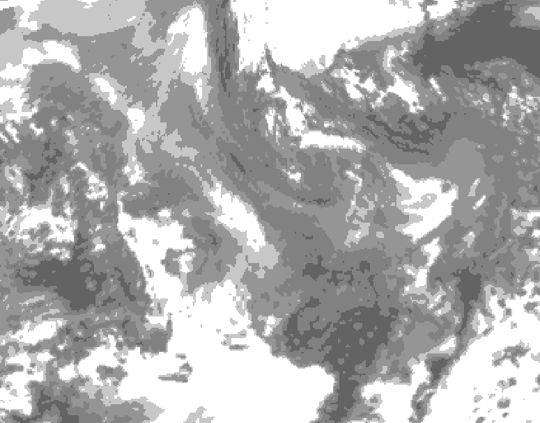 GDPS total cloud 042 hour forecast chart for Canada based on 2026/01/05 0000Z data