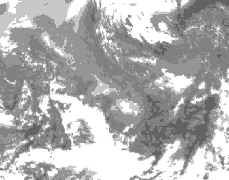 GDPS total cloud 054 hour forecast chart for Canada based on 2026/01/05 0000Z data