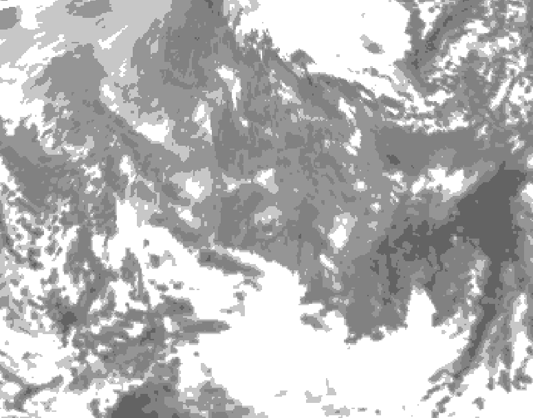 GDPS total cloud 072 hour forecast chart for Canada based on 2026/01/05 0000Z data