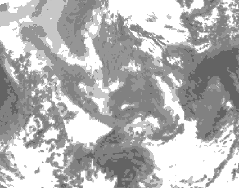 GDPS total cloud 090 hour forecast chart for Canada based on 2026/01/05 0000Z data