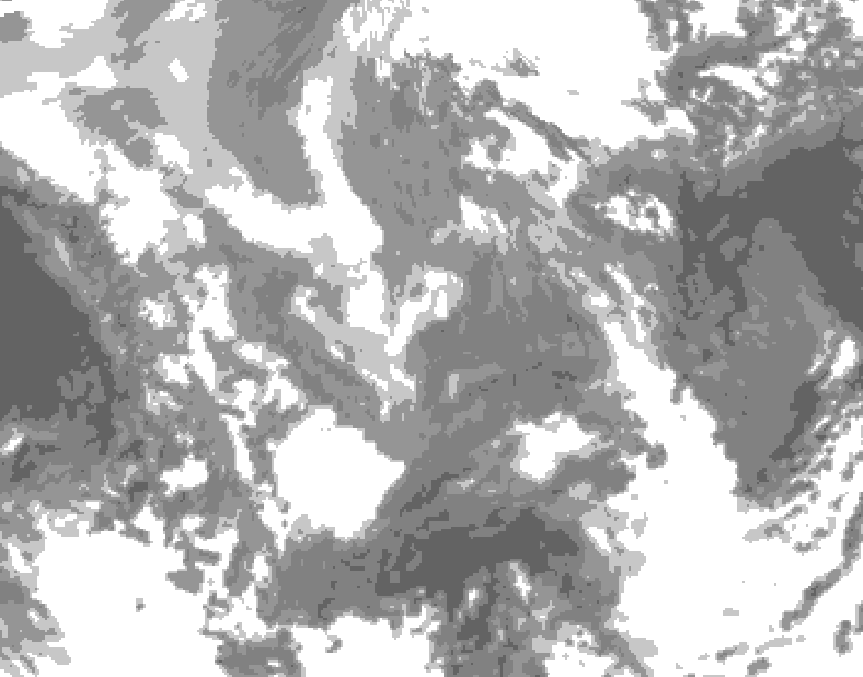 GDPS total cloud 096 hour forecast chart for Canada based on 2026/01/05 0000Z data