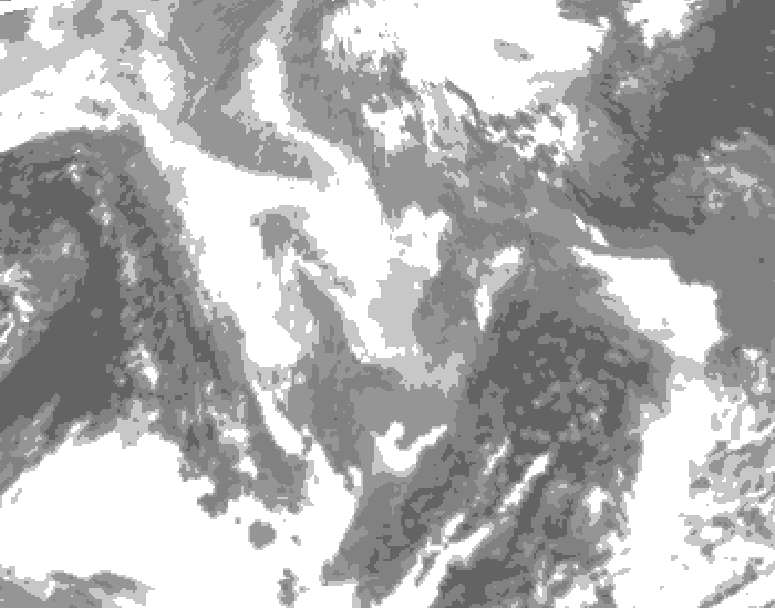 GDPS total cloud 120 hour forecast chart for Canada based on 2026/01/05 0000Z data