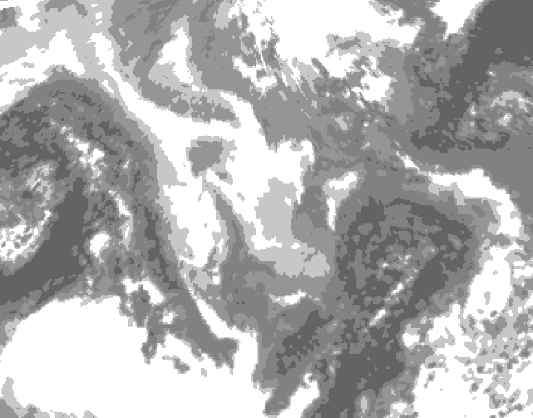 GDPS total cloud 126 hour forecast chart for Canada based on 2026/01/05 0000Z data