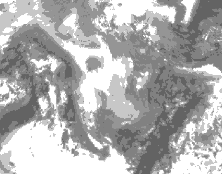 GDPS total cloud 132 hour forecast chart for Canada based on 2026/01/05 0000Z data