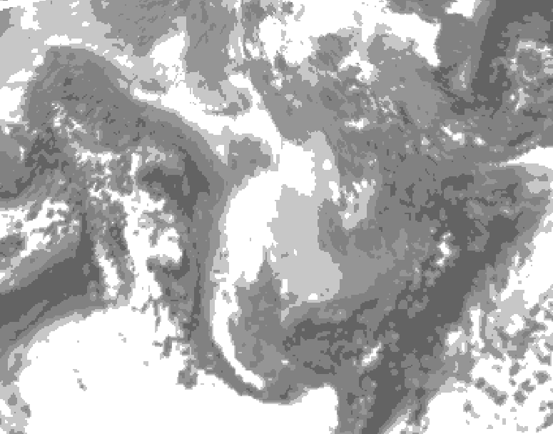 GDPS total cloud 138 hour forecast chart for Canada based on 2026/01/05 0000Z data